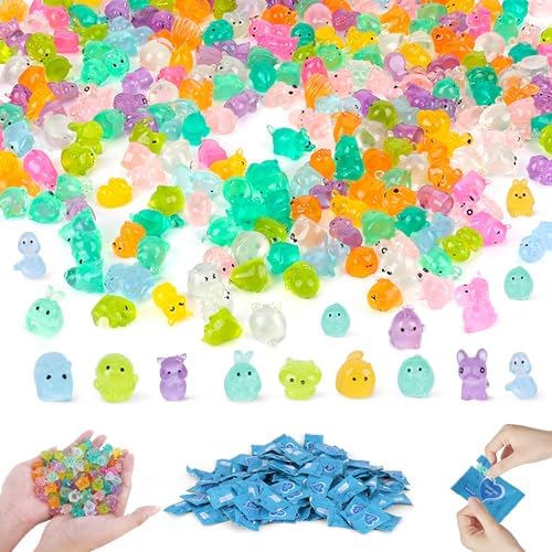300PCS Mystery Mini Resin Animal Blind Bags, Glow in The Dark Tiny Animal Figures, 50+ Animal Combination Sets for Classroom Prizes, Party Favors, Fairy Garden & DIY Decor by WelcometoShtNeeg