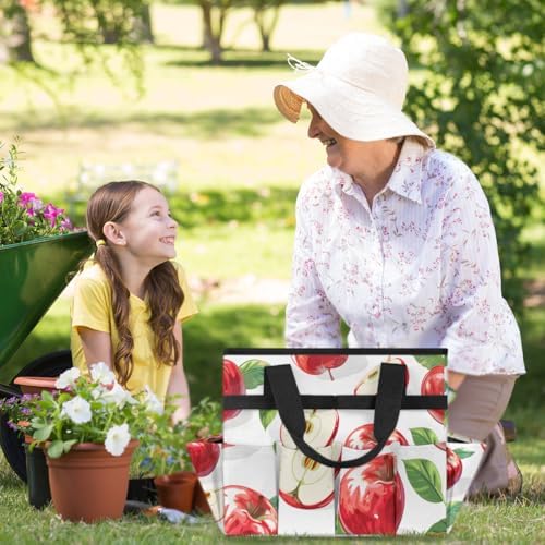 Fruits Half Apples Garden Tool Bag Tote for Men Women Multiple Pockets Wide Mouth Heavy Duty Waterproof Tool Organizer Bag for Outdoor Lawn Yard Portable Gardening Storage With Elasticbands - Image 5
