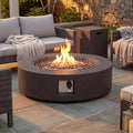 COSIEST 42 inch Outdoor Propane Fire Pit Coffee Table w Concrete Round Base Patio Heater, Certified, 50,000 BTU Stainless Steel Burner, Free Lava Rocks, Rain Cover, Tank Cover by COSIEST