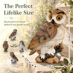 Large Solar Owl Garden Outdoor Statue, IP65 Waterproof Resin Owl Figurines with Built-in LED Lights, Fake Owl Figurine Decorations for Yard Patio Lawn, Housewarming Gifts for Women Mom, Brown - Image 4