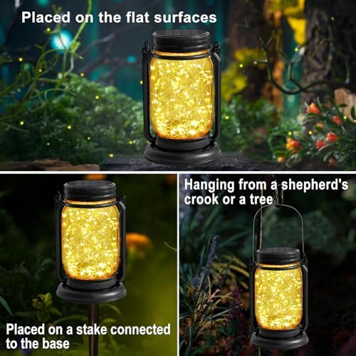4Pack Mason jar Lanterns& 2Pack Solar Replacement Tops - Image 3