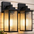 2-Pack 13-Inch Matte Black Outdoor Wall Light, All-Metal Frame by hameso