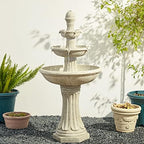 Glitzhome Three Tier Outdoor Floor Standing Fountain with LED Lights and Pump, 45.25" Tall Cascading Water Fountain Outdoor Fountains and Waterfalls Resin Patio Fountains for Garden Backyard Lawn - Image 4