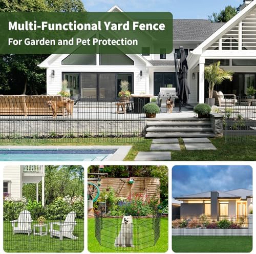 10 Panel No Dig Metal Garden Fence 32"H x 23.6'L Dog Fence Outdoor for Yard - Image 5