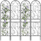 4-Pack 87" x 20" Sunflower Scroll Arch Black Metal Garden Trellises - Image 2