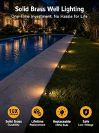 Gardenreet Brass Well Light, 12V Low Voltage, 2-Way Turret Top, 12 Pack - Image 2
