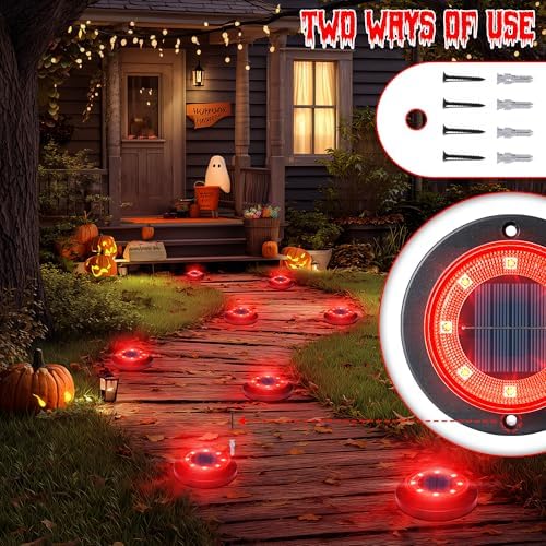 Flacchi Solar Lights Outdoor Waterproof，Red 12 Pack 2-in-1 Ground Lights - Image 4