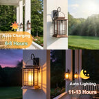Brightever 4 Packs Solar Lanterns Outdoor Waterproof, Upgraded Flickering Flame Solar Lantern Lights with Handle, Auto On/Off Hanging & Standing Lantern for Yard Garden Table Decor, Bronze - Image 5