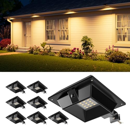 FALOVE 8 Pack Warm White Solar Powered Gutter Lights Outdoor Waterproof by FALOVE