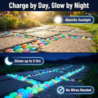 Glow-in-the-Dark Colorful Garden Stones - Luminous Solar-Powered Pebbles for Walkways, Landscaping, Planters, and Fish Tank Decor - Nighttime Outdoor Decoration (Blue, 400 Count) Green 600 - Image 4