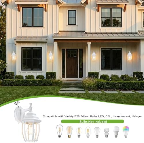 LIT-PaTH Outdoor Wall Light Fixture, Rustproof Aluminum Glass, White - Image 5
