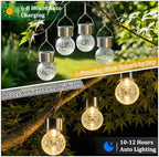 Hanging Solar Lights Outdoor Garden, 12 Pack Cracked Glass Hanging Ball Lights with Handle, IP65 Waterproof Outdoor Lanterns Decorative Globe Lights for Garden Yard Tree Balcony Patio Gazebo - Image 2