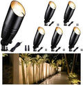 Black LED Outdoor Spotlights, Durable Low Voltage Landscape Lighting, Aluminum Waterproof Uplights for House, Garden, Lawn Without MR16 Bulb 6 Pack by Varmtalys