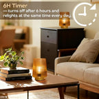 Battery Operated Lamp with Timer, Set of 2 Small Cozy Table Lamp Decorative Ambient Glass Lamp for Bedside & Home Decor, Aesthetic Cordless Battery Powered Accent Lamp for Living Room Shelf, Amber - Image 3