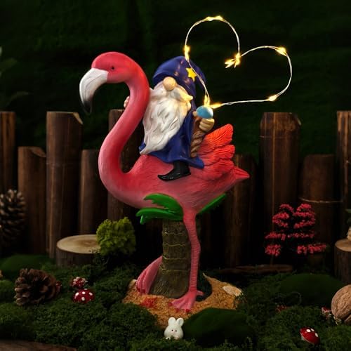 Flamingo Gnome Solar Garden Statue Outdoor Figurine Decor Lights - Image 5