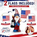Nacome Solar Patriotic Gnomes Statues with Flag for Garden Decor - Image 4
