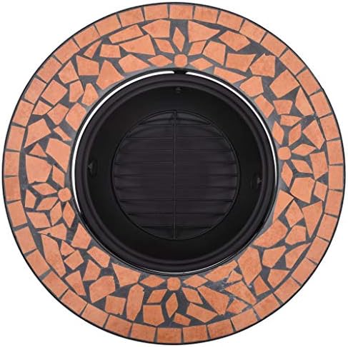 26.8 Inch Mosaic Fire Pit Table for Garden, Terracotta Ceramic Fireplace Bowl with Steel Stand, Outdoor Patio Heater for Backyard Camping BBQ - Image 6
