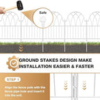 Garden Fence Panels - 17 in(H) x 10.56ft(L) White Metal Fence No Dig Decorative Fence with Stakes Animal Barrier Fence for Dogs, Flower Bed Edging Wire Border for Yard, Patio, Outdoor Decor - Image 7