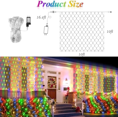 Lovelite 10ft x 10ft Net Lights, 280LED Gazebo Lights Outdoor 8 Modes Timer, Waterproof Connectable Christmas Light Clear Wire Large Size for Bushes Patio Pergolas Garden Holiday Party - Mulicolor - Image 7