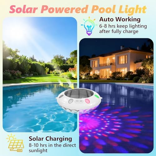 Floating Pool Lights w/Remote, 6.5" Upper & Lower Dynamic LED Color Changing Solar Pool Lights that Float, IP68 Waterproof Solar Floating Light for inground Pools Wedding Party Decor(4) - Image 2