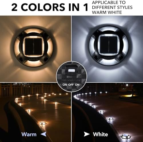 AGPTEK Solar Driveway Lights Outdoor 12 Pack, 2 Color Modes LED Deck Dock - Image 2