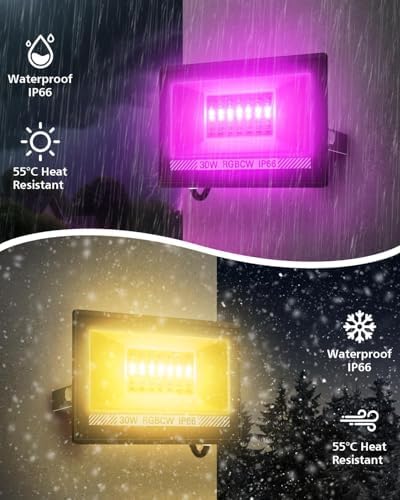 T-SUN 4 Pack 30W RGB Flood Lights Outdoor Color Changing Flood Lights - Image 7