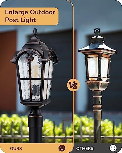 EDISHINE 21.9" Large Size Outdoor Post Light Dusk to Dawn Pier Mount Black - Image 4