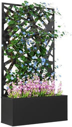 Outsunny Metal Raised Garden Bed with Trellis, Irregular Line Cut-Outs by Outsunny