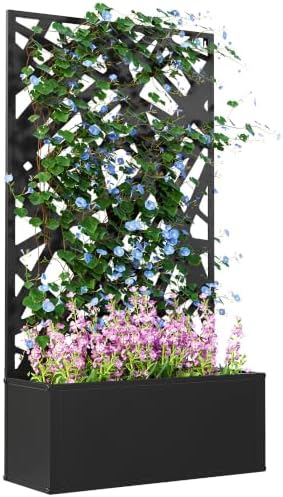 Outsunny Metal Raised Garden Bed with Trellis, Irregular Line Cut-Outs by Outsunny