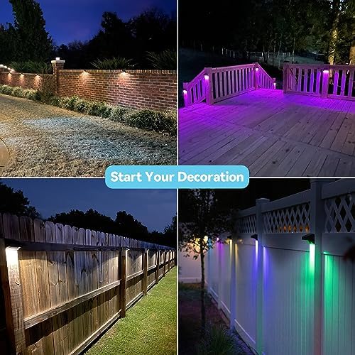 Bridika Solar Fence Lights, Outdoor Waterproof Warm White & Color Glowt, LED, for Backyard, Patio, Deck Railing, Stair Handrail, Pool and Wall (8 Packs) - Image 3