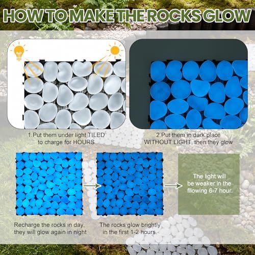 6 Pcs Glow in The Dark Stepping Stones Garden, Square, White - Image 3
