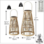 Key West Bamboo Hurricane Candle Lanterns, Set of 2, Large Tropical Holder - Image 4