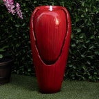 Alpine Corporation DIG100XS-RD | 33"H Outdoor Vintage Cascading Antique Jar Water Fountain with LED Lights — Garden, Patio & Yard Décor — Red Finish - Image 2