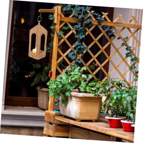 Handwoven Rattan Candle Lantern Shade Cover for Tabletop Patio - Image 5