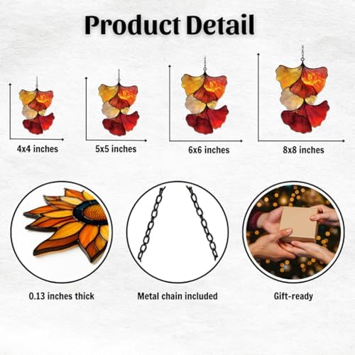 Ginkgo Autumn Leaves Acrylic Suncatcher - Image 2