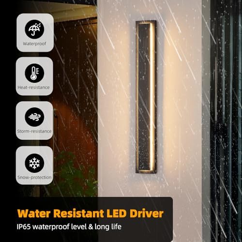 39.3'' 1 Pack Modern Outdoor Light Fixture, Long Exterior LED Lights Black - Image 3