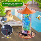 XDW-GIFTS Mosaic Solar Bird Feeder, Waterproof Lantern Shape with Hook & 4 LED Lights, Garden Decor for Lawn, Patio, Balcony, Yard Ornament - Unique Gifts for Mom,Women,Grandma,Bird Lovers - Image 5