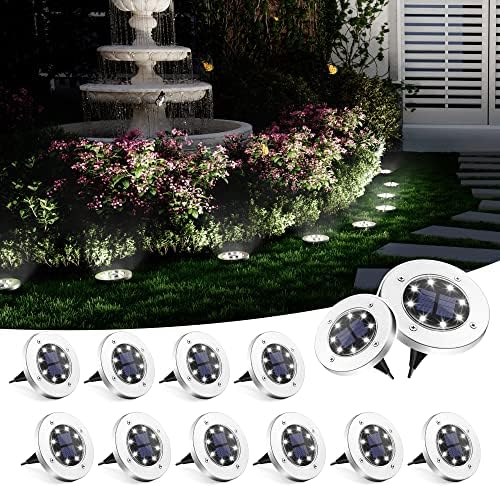 SOLPEX Solar Ground Lights Outdoor, Garden Lights 12 Pack Cool White by Solpex