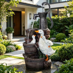 29.1" H Duck Outdoor Fountain with LED, Cascading Waterfall Garden Fountain by Solarbloom