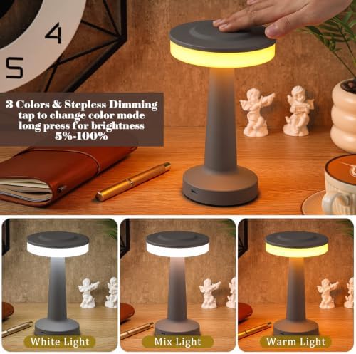 Riakrum 2 Pcs LED Cordless Table Lamp Bulk Rechargeable,Gray - Image 4