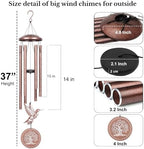 37" Memorial Hummingbird Wind Chimes for Outside, Sympathy Gifts - Image 3