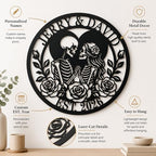 Personalized Skeleton Couple Metal Sign, Gothic Romantic Wall Art, Custom Skull Lovers Gift for Couples, Skeleton Rose Wall Sign, Metal Anniversary Wedding Decor(Style 11) - Image 3