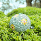 VCUTEKA Gazing Ball, 8" Glass Gazing Balls Sphere for Garden Lawn Outdoor Ornament Yard Decorative, Daisy - Image 3