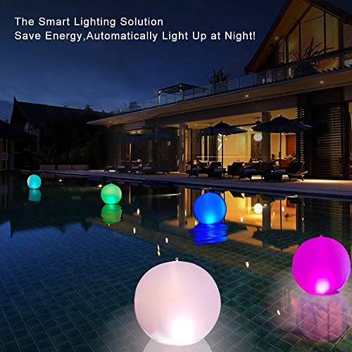 Rukars Floating Ball Pool Light Solar Powered 4 PCS, 14 Inch Inflatable Hangable IP68 Waterproof Rechargeable Color Changing Led Glow Globe Pool - Image 2
