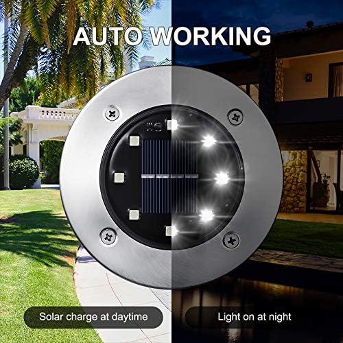 LYHOPE Solar Ground Lights Outdoor, 16 Pack 8 LED Solar Disk Lights - Image 5