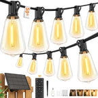Hotsonic Solar Outdoor String Lights Waterproof, 50FT Remote Control LED Outside Lights with Shatterproof Bulbs, Dimmable Hanging Lights for Patio Porch Garden pergola Yard House Bistro Party decors ﻿ by Hotsonic