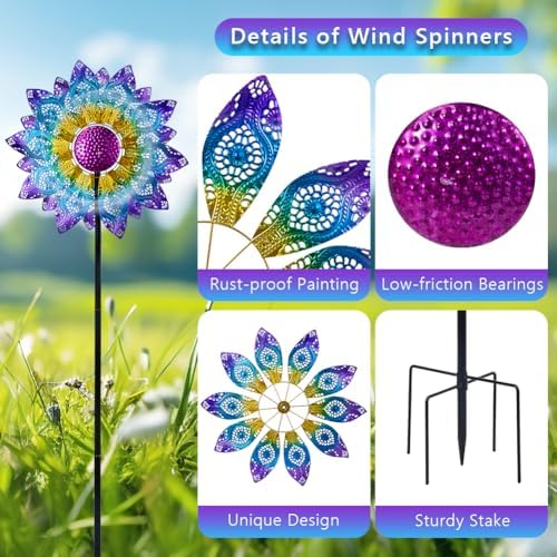 Large Wind Spinners Outdoor 82.8 Inch,Wind Spinner for Yard & Garden - Image 3