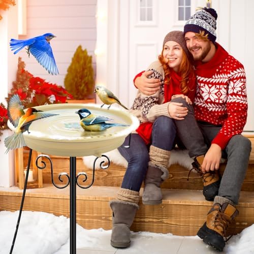 Heated Bird Bath for Outdoors Winter, 100W Heated Birdbath with Stake Khaki - Image 6