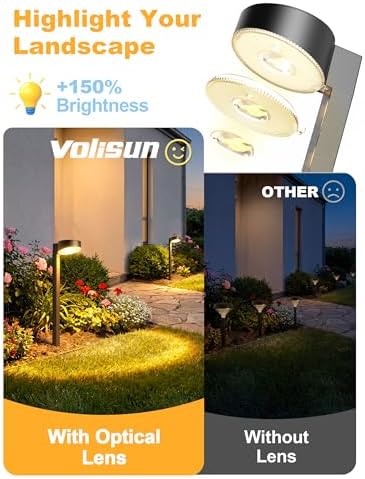 VOLISUN Solar Pathway Lights Outdoor, 12 Pack 3CCT(3000K/4500K/6000K) Bright Solar Walkway Lights, Auto On/Off, Landscape Path Lights with Optical Len & IP65 Waterproof for Yard Patio Walkway Driveway - Image 5