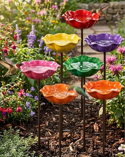 Handmade Flower Garden Stake Decorative,Metal Bee Watering Station Bird Bath Bowl,Mini Small Grace Outdoor Butterfly Pollinator Water Features Sculptures and Decor Wildflower Wildflower for Outside by Unknown